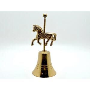 Vintage Brass Carousel Horse Bell Decorative Figurine